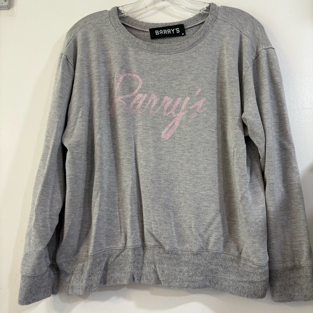 Barry’s Bootcamp Crewneck Sweater Cropped Pink Logo Mixed Media Medium Active